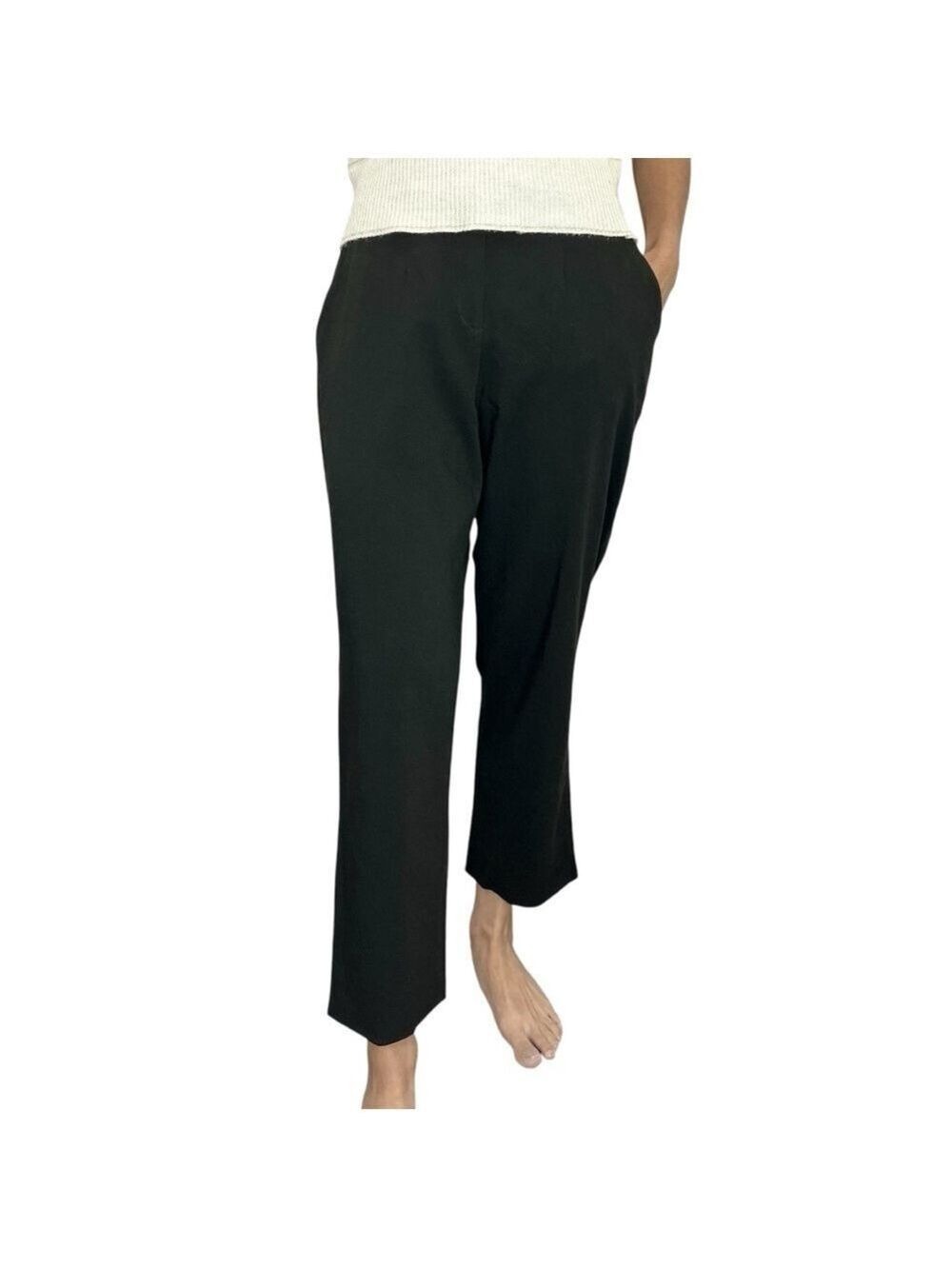 Vintage Jones & Co dark green wool blend cropped straight leg trousers 6